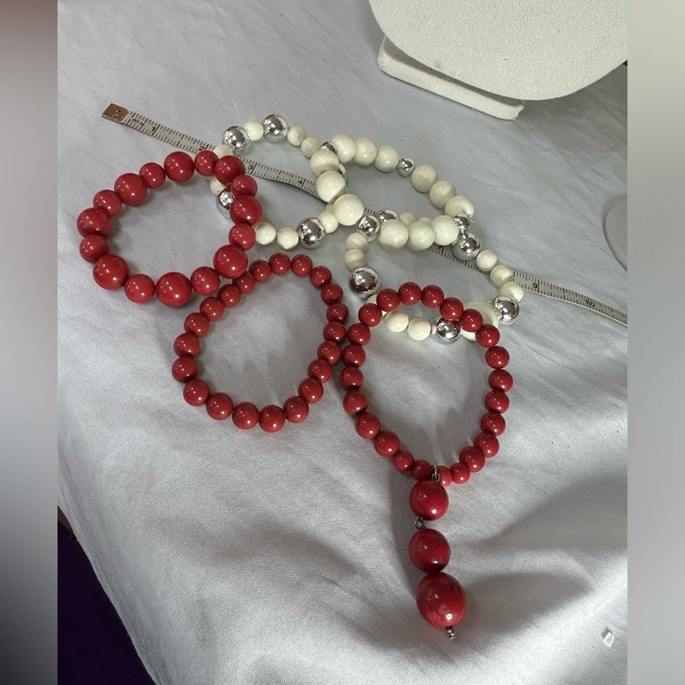 Six stretch vintage bead bracelets